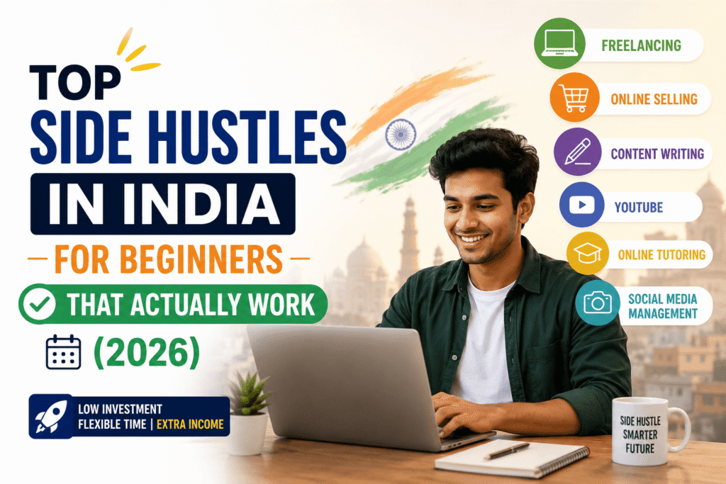 Top side hustles in India for beginners 2026 guide by UpFund